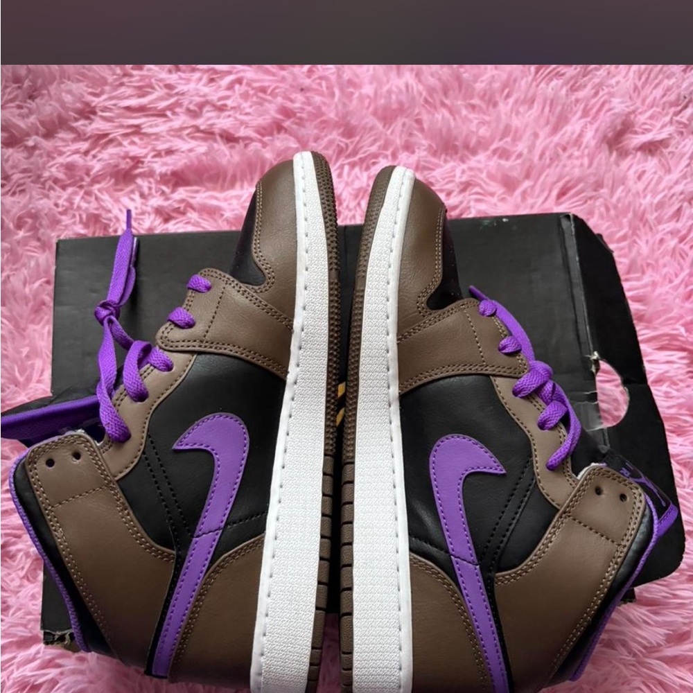 Jordan High-Top Sneakers in Purple and Brown - Picture 2 of 5